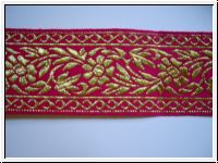 Jacquardborte Blumen Fuchsia Gold