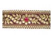 Handbestickte Borte Blumen Aubergine Pink Gold